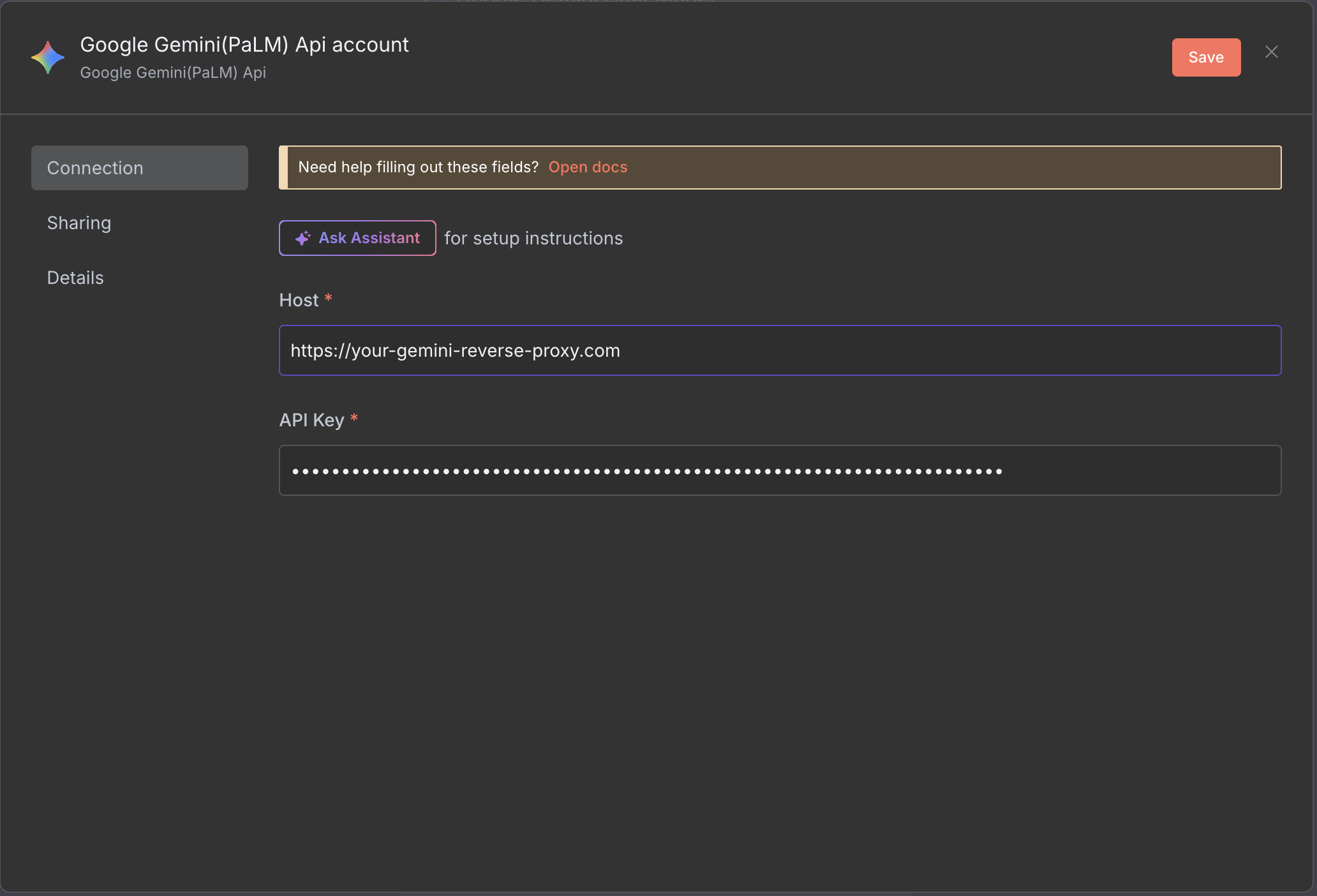 Google Gemini credentials proxy configuration